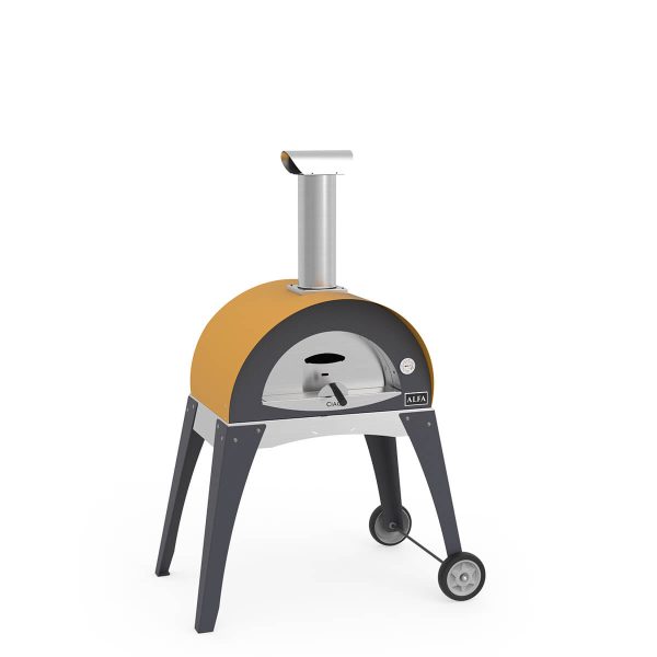 Yellow Alfa Ciao pizza oven with legs